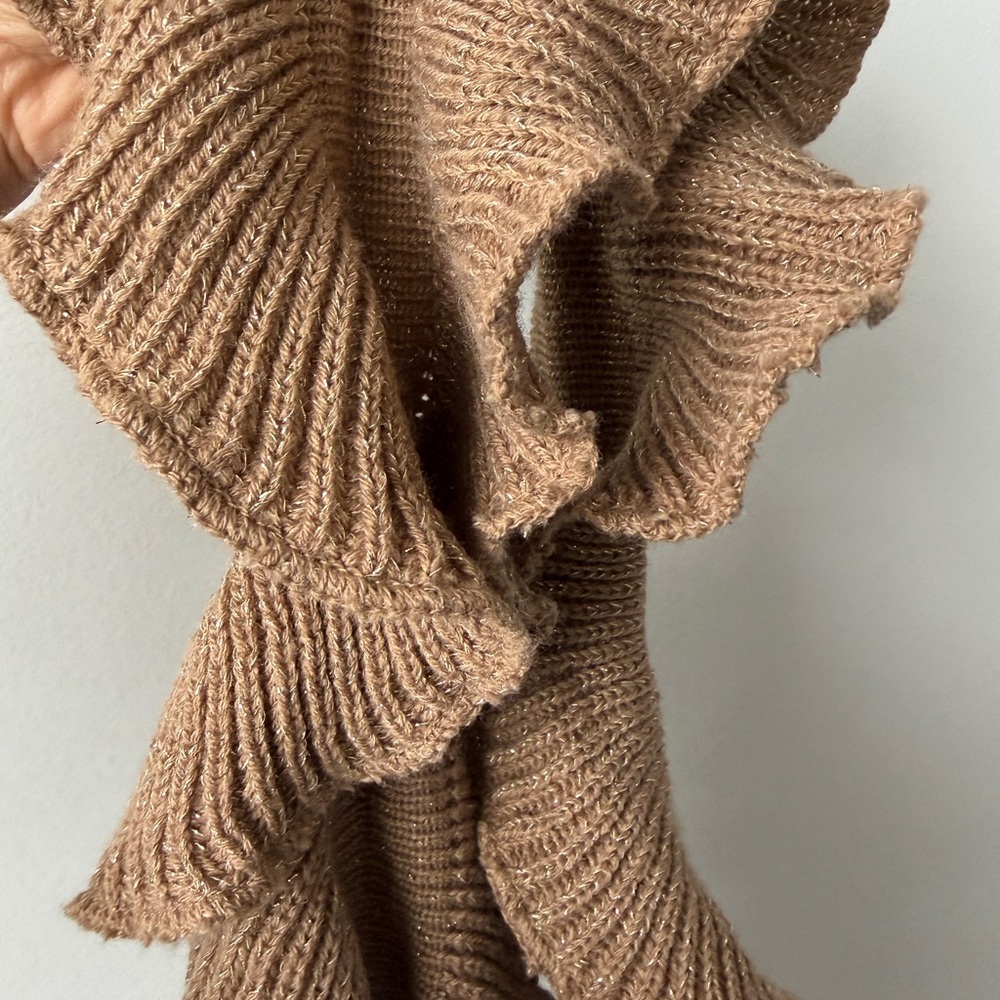 Gold Knit Ruffle Scarf - Picture 7 of 7